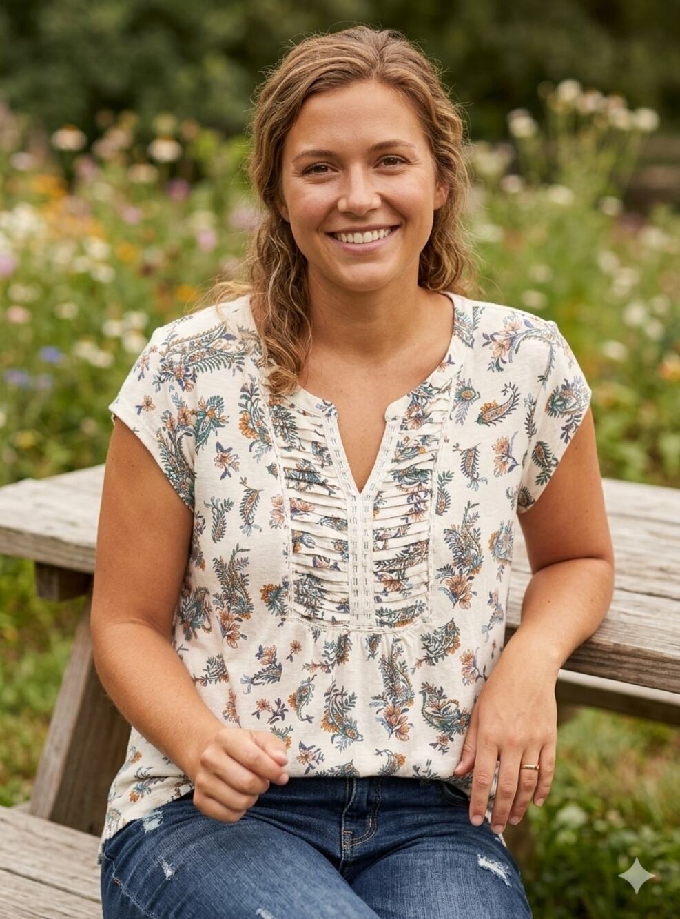 Daniel Rainn Paisley Peasant Blouse Floral Embroidered Lace Plus Size Top 2X